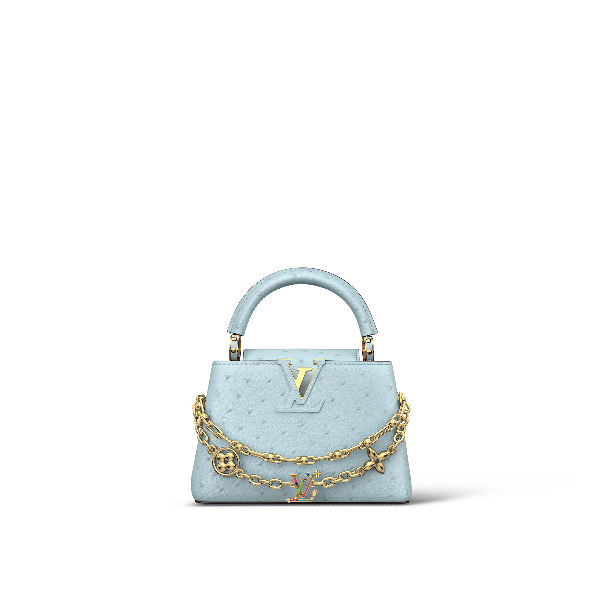 LV x TM Bolsa Capucines Mini em Couro de Avestruz Avestruz